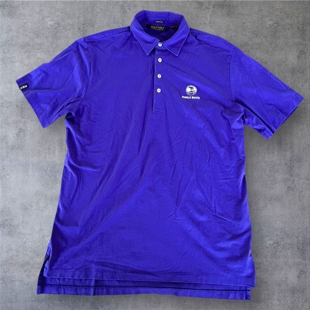 Polo Golf Ralph Lauren Men's‎ Purple Polo Shirt L Pebble Beach 1919 Logo
